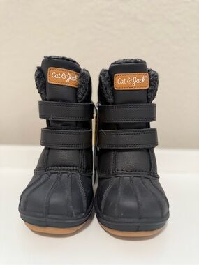 Cat & Jack Black and Brown Kids Snow Boots